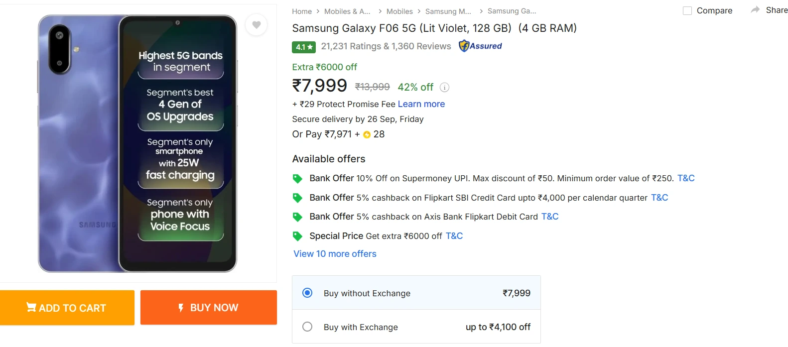 Samsung Galaxy F06 Sale Price