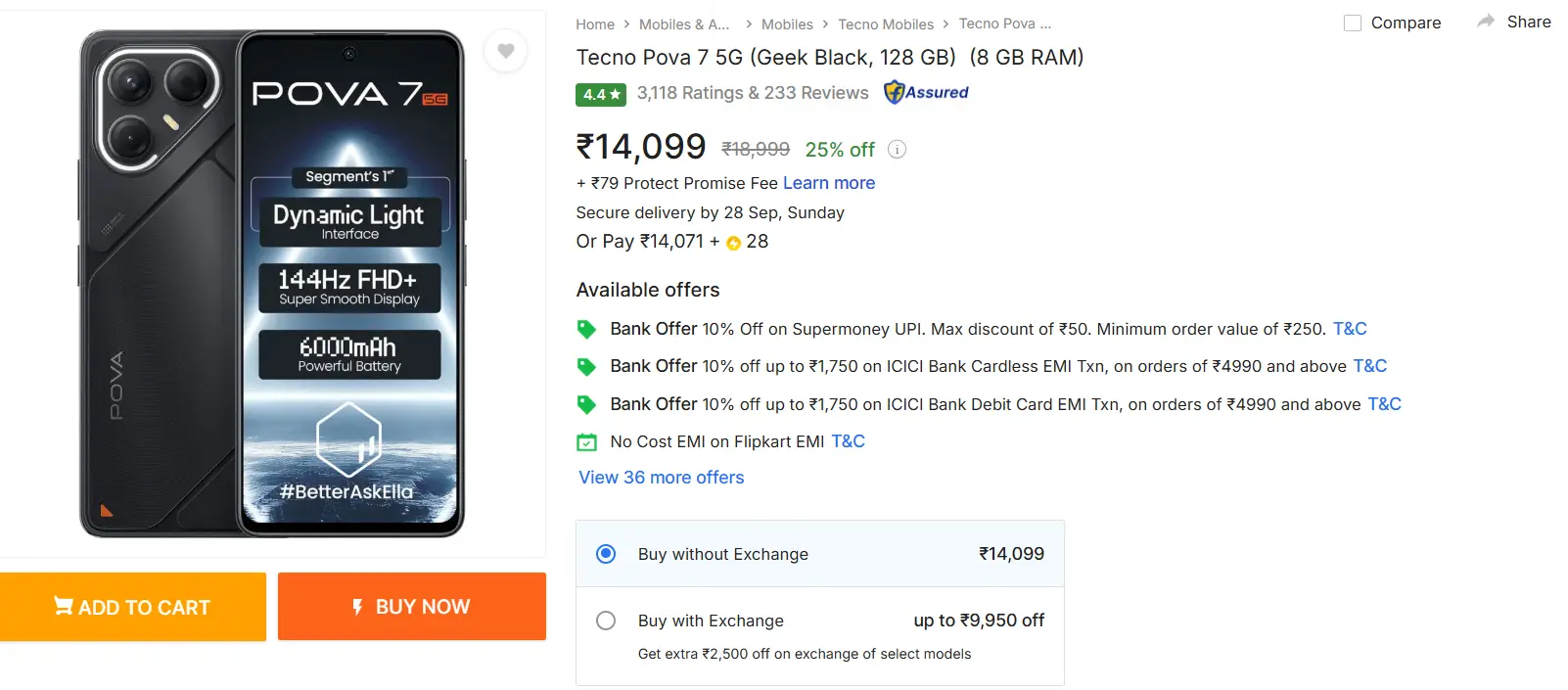 Techno Pova 7 Sale Price