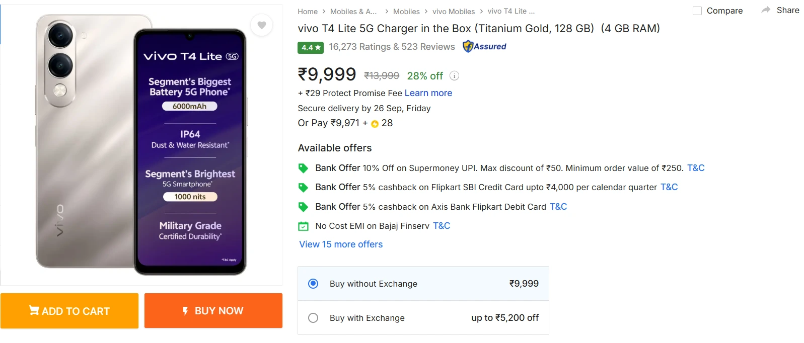 Vivo T4 Lite Sale Price